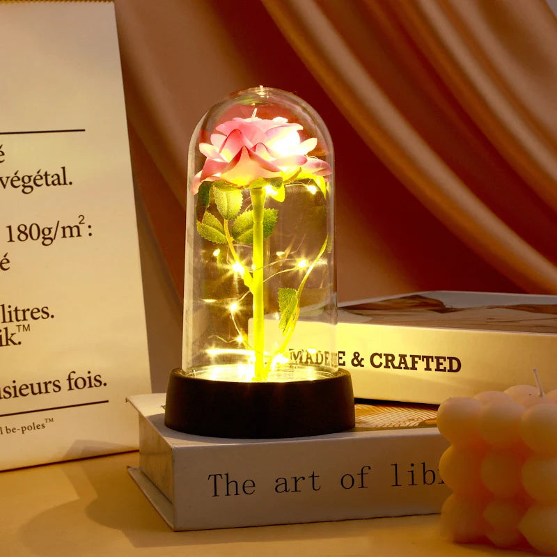 Ewige Rose im Glas mit LED-Licht – Romantische Geschenkidee & Deko